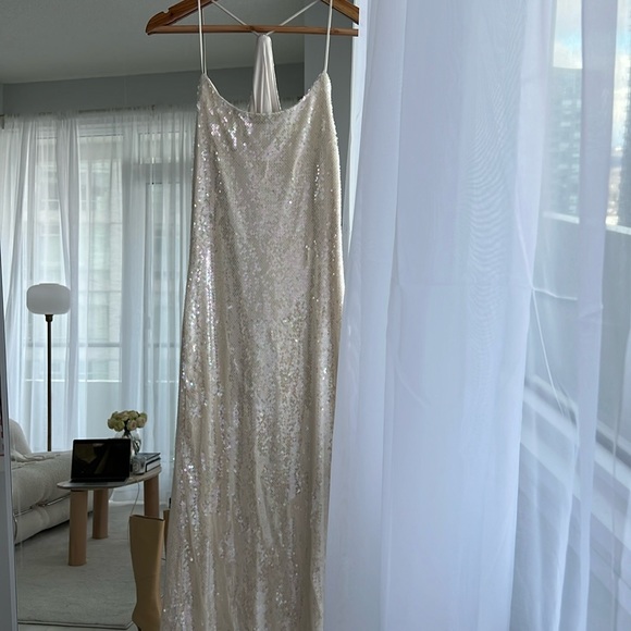 Dynamite white/cream sequin midi dress - Picture 2 of 5